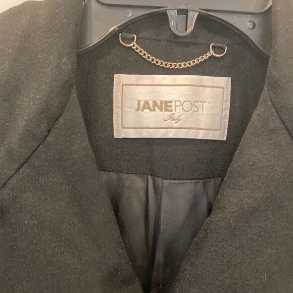 JANE POST 100% Cashmere Loro Piana Black Double Breasted Coat Medium - Picture 3 of 13